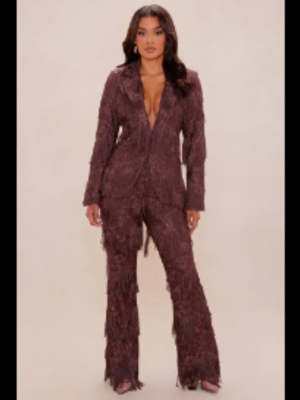 Dolly Fringe Flare Pant and Fringe Blazer Suit Set